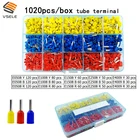 1020 шт.лот труба изоляционные терминалы E0508 E1008 E1508 E2508 E4009 для 0,51,01,52,54mm2 провода обжимных клемм соединитель