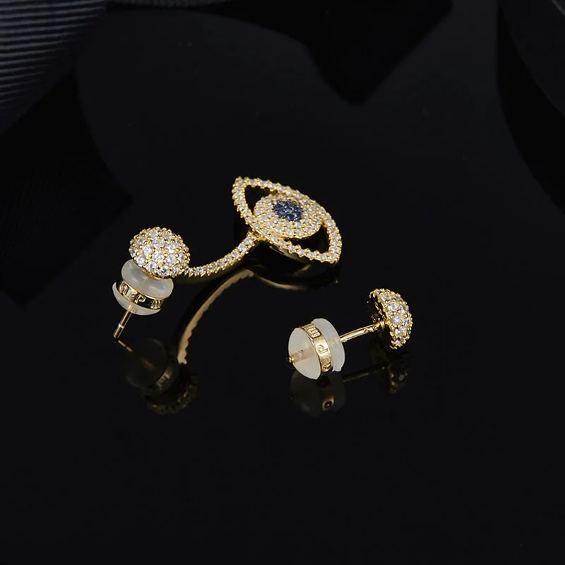 SLJELY Brand Design 925 Sterling Silver Mismatch Evil Eye AB Earrings Micro Pave Cubic Zirconia Stones Women Luxury Jewelry | Украшения и