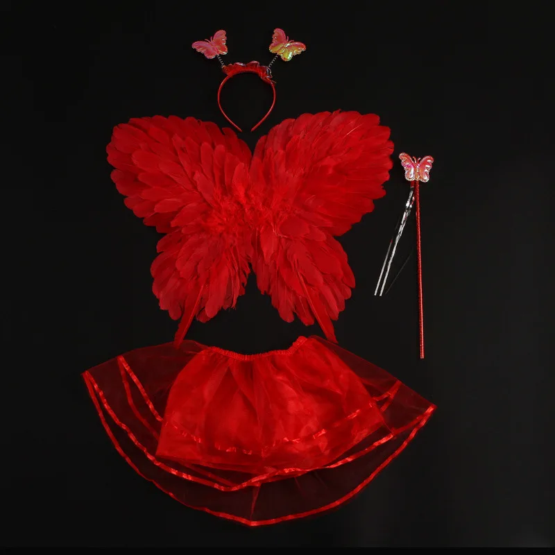 Children Butterfly Feather Wing Girls Princess Fairy Angel Skirt Magic Wands Show Cosplay Costume Props Party Dress Decor|Украшения