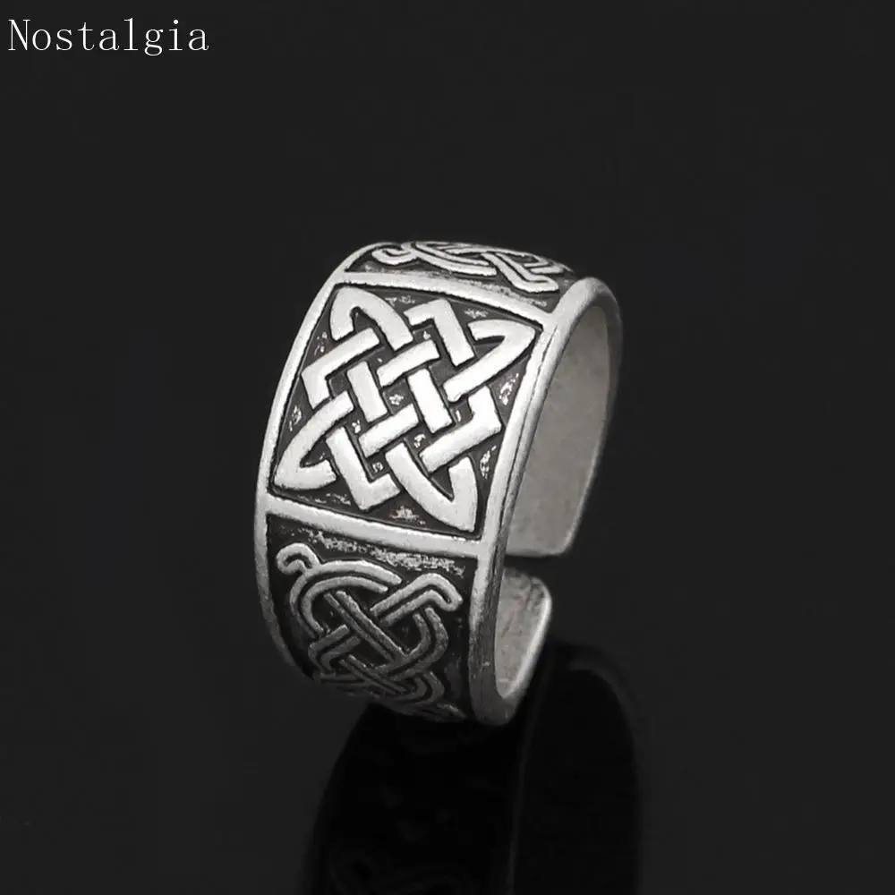 Antique Silver Славянская звезда России Кольцо Сварога символ Винтаж регулируемые женские мужские кольца перстни - Цвет основного камня: Antique Silver