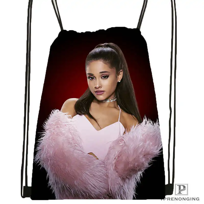 Drawstring Backpack На заказ Ariana Grande#10 походная сумка на шнурке милый рюкзак для детей(черная спинка) 31x40 см#180531-02-42 - Цвет: Drawstring Backpack
