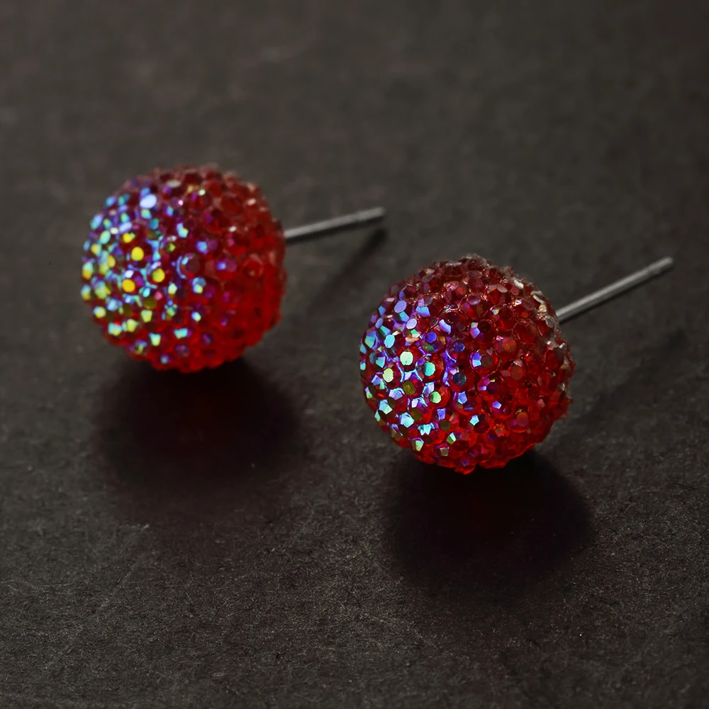 Женские серьги дешевый мяч форма Bling поддельные смолы серьги-шарики в стиле диско