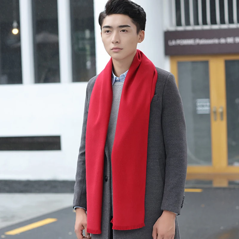 Europe and the United States autumn winter fashion imitation cashmere men's solid color scarf 2018 new shelves | Аксессуары для