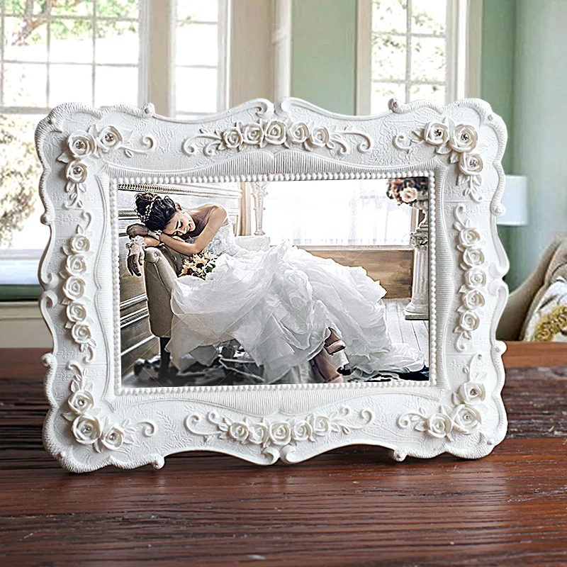 Рамки творческих ЕС Ретро стиль дома гостиная свадебные фоторамки белый стерео