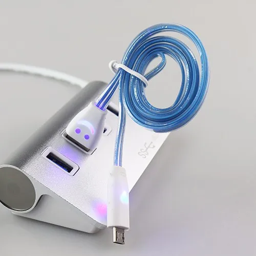 Sovawin Smile, светодиодный кабель Micro USB, 7 цветов, 1 м, плоский светильник-лапша, кабель для зарядки Microusb, для samsung, htc, для телефона на базе Android
