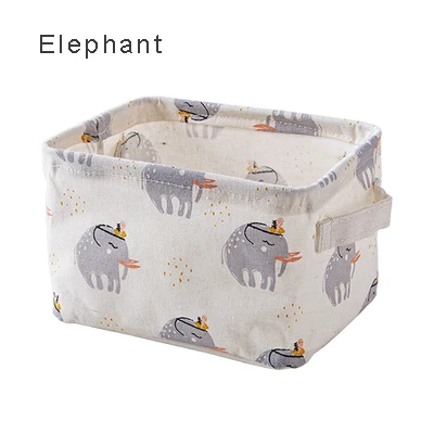 elepant Storage Basket DIY Office Desktop Organize Folding Linen Toy Storage Box Pastoral Floral Animal Jewelry Makeup Organizer Baskets - Цвет: elepant