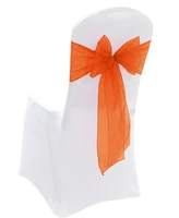 100 new orange wedding party banquet chair organza sash decoration supplies free shipping