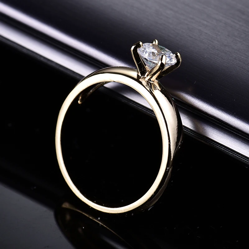 Женские кольца GULICX круглые золотого цвета с белыми австрийскими кристаллами и