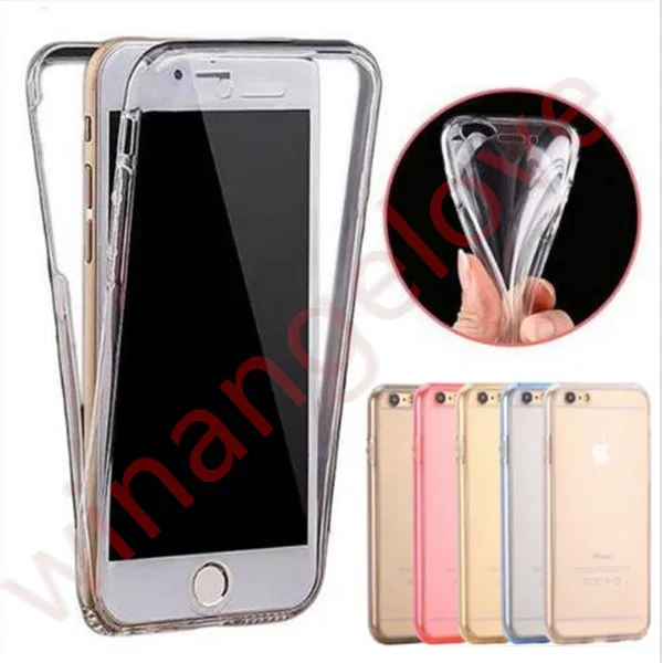 

200pcs For iPhone X 8 7 Case Ultra Thin 360 Full Body Protective Cases Soft TPU Gel 2 in 1 Front and Back Cover Full body case