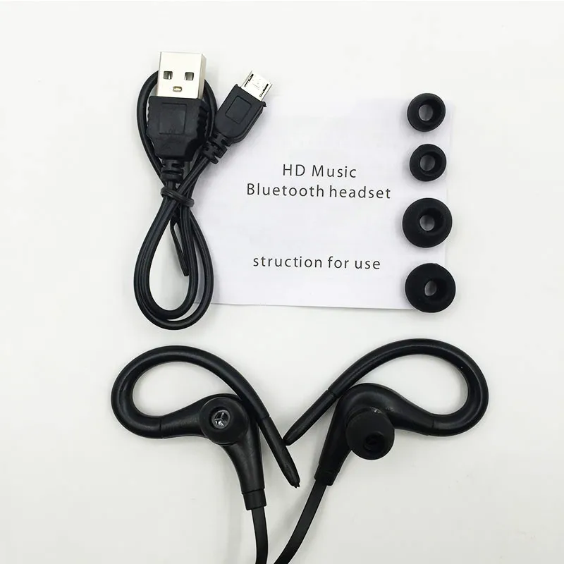Спортивные Bluetooth наушники Беспроводные с ушным крючком Стереонаушники басами
