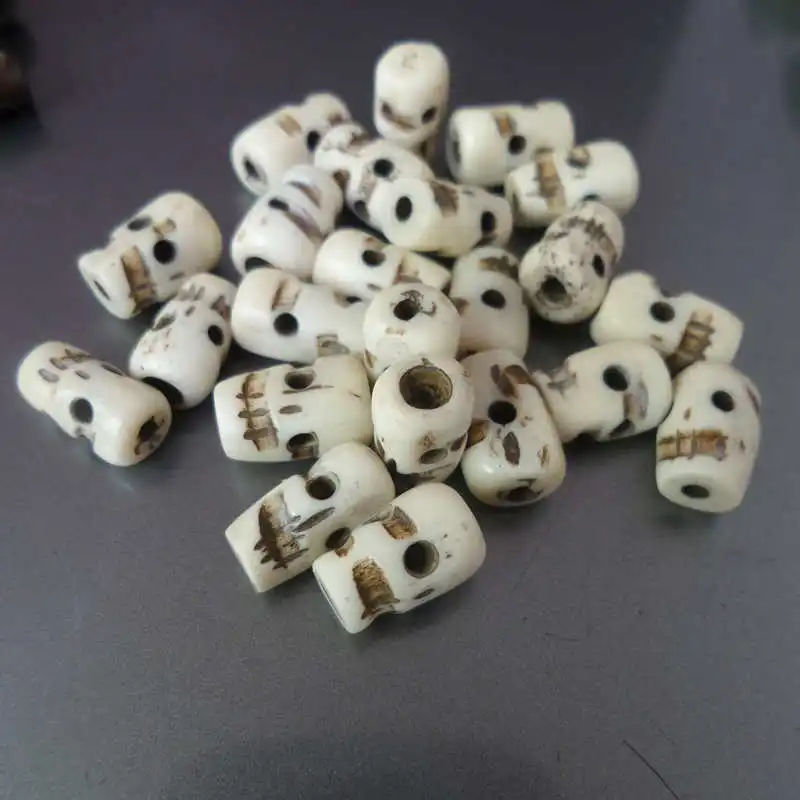10 шт. кость тибетского яка череп вырезанный вручную молитва свободные бусы Белый