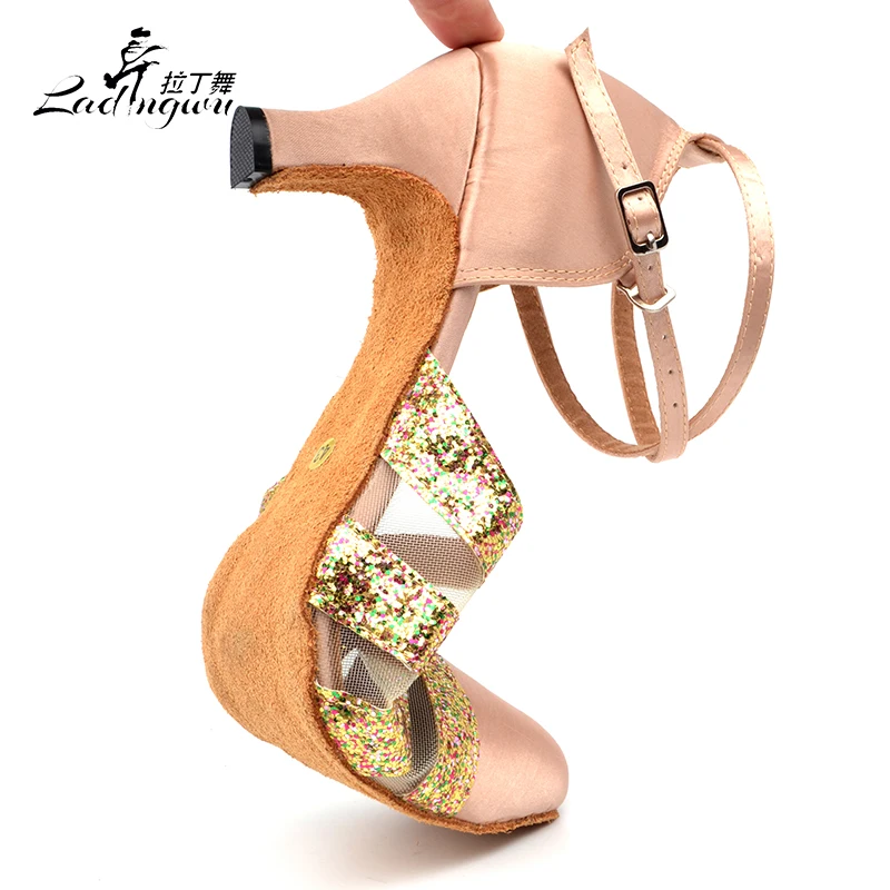 Женские туфли для латиноамериканских танцев 5/6/1/7/7 см из сатина и блестящей ткани