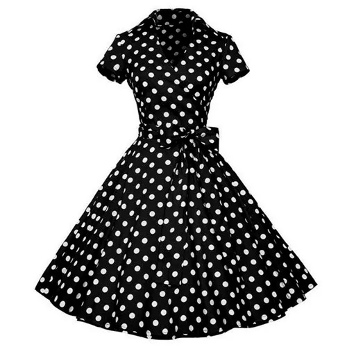 Black Kenancy Женские Ретро платья Одри Хепберн 1950s 60s рокабилли горошек бант Pinup Бальные вечерние платья размера плюс Vestidos - Цвет: Black