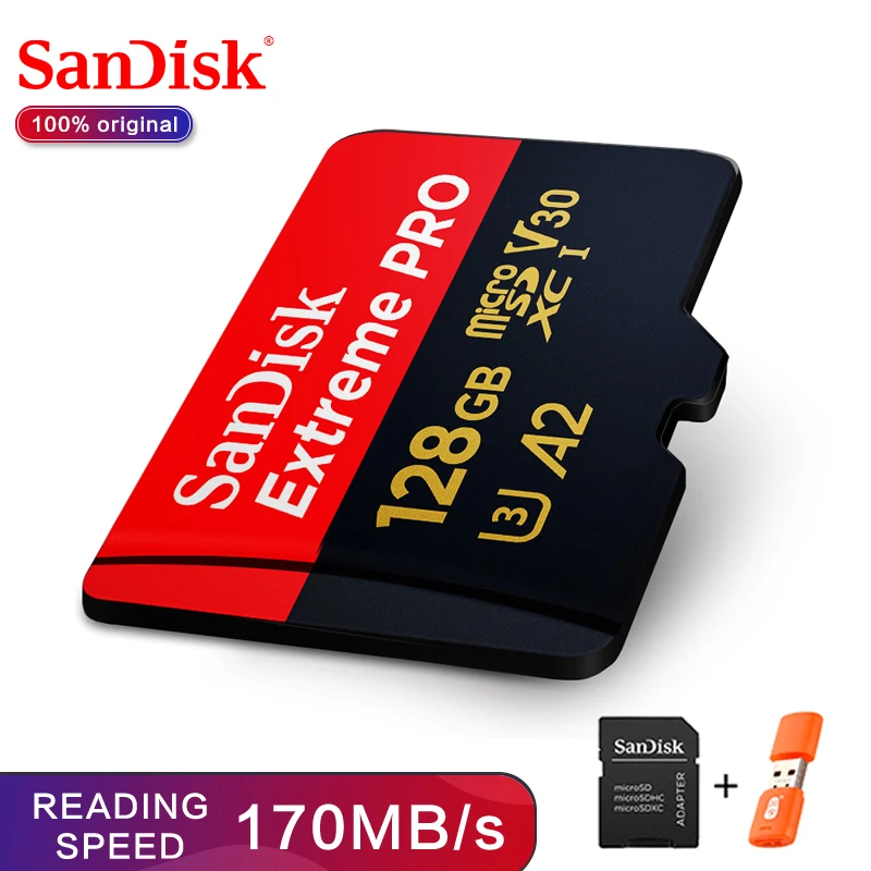 SanDisk Extreme Pro 64 Гб microSDXC UHS-I карта памяти micro SD карта 128 Гб microSDHC TF 170 МБ/с./с класс 10 U3 с адаптером SD