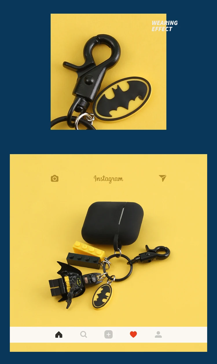 Роскошный fuuny блок Бэтмен Marvel Силиконовая защита Bluetooth беспроводной Чехол для наушников для Apple AirPods 1 2 Чехол для гарнитуры