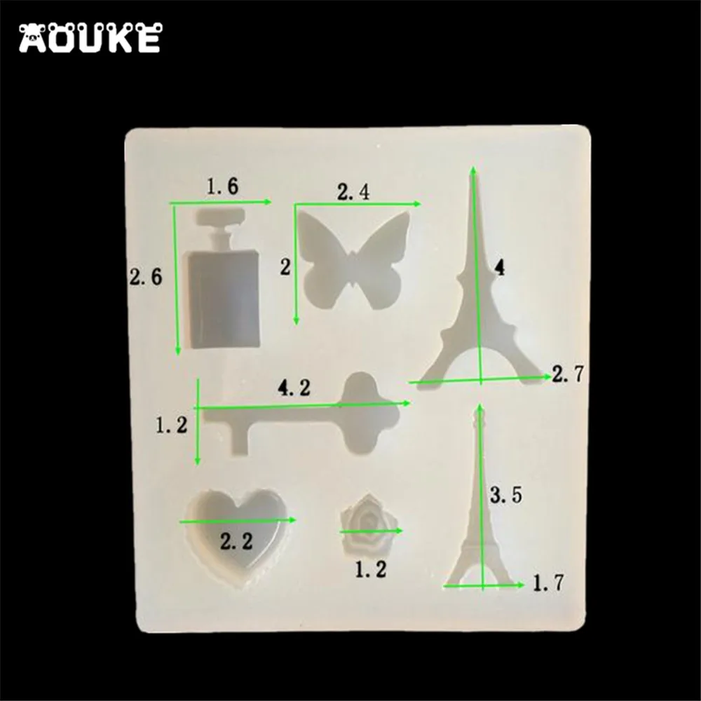 DIY клей силиконовые аксессуары плесень труба Эйфелева башня ключ бабочка любовь