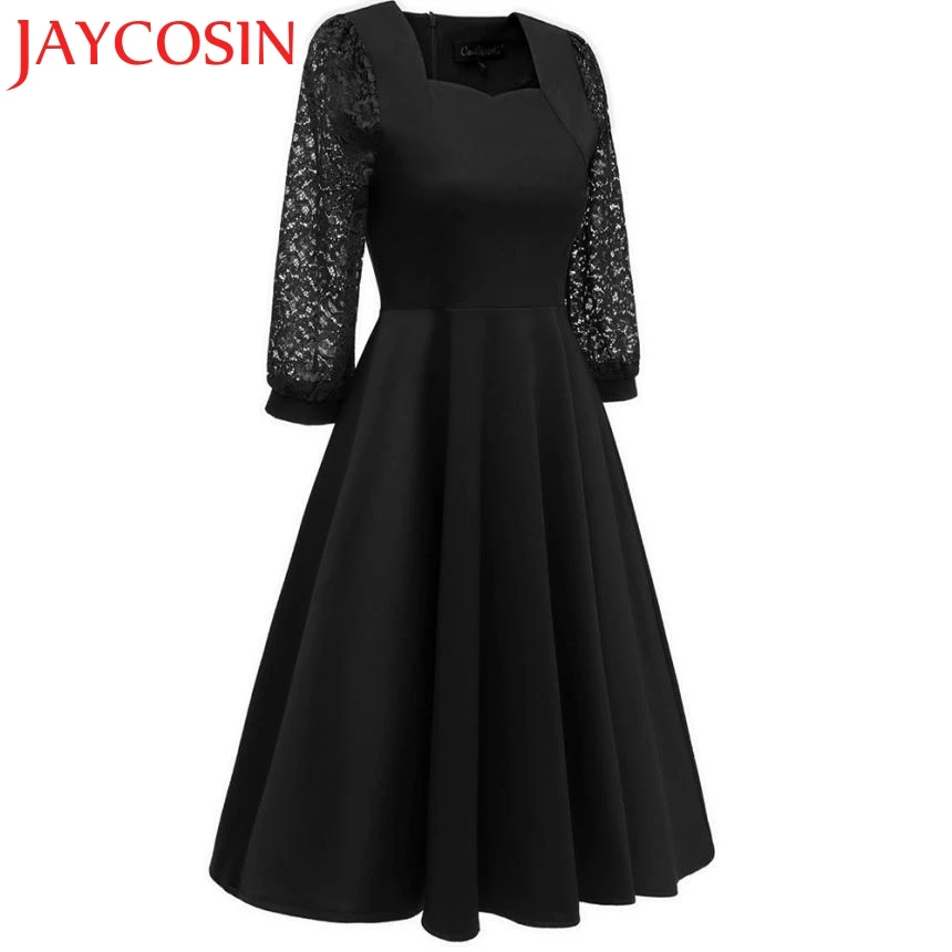 Женское винтажное платье с длинными рукавами кружевное коктейльное принцессы