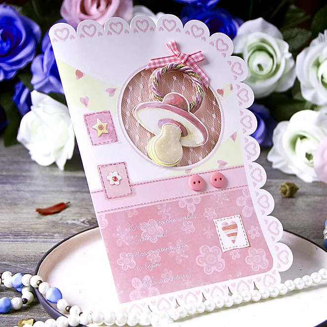 

Three-dimensional new birthday card European-style baby full moon invitations Birth ceremony wedding invitations 100-day banquet