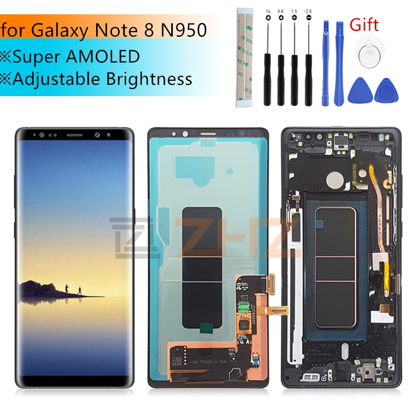 Super Amoled для samsung Galaxy Note 8 ЖК-дисплей кодирующий преобразователь сенсорного экрана в сборе N950 N950F+ рамка Замена запасные части