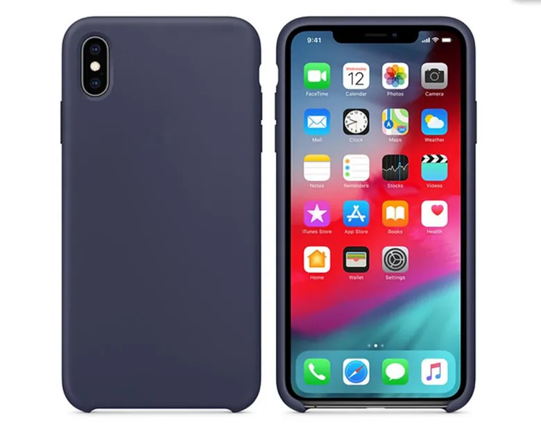 Midnight blue Для iphone Xs Max чехол IMD кожа жидкий силиконовый официальный логотип Стиль Защитная крышка для iphone XS XR Xs Max 5,8/6,1/6,5 Дюймов - Цвет: Midnight blue