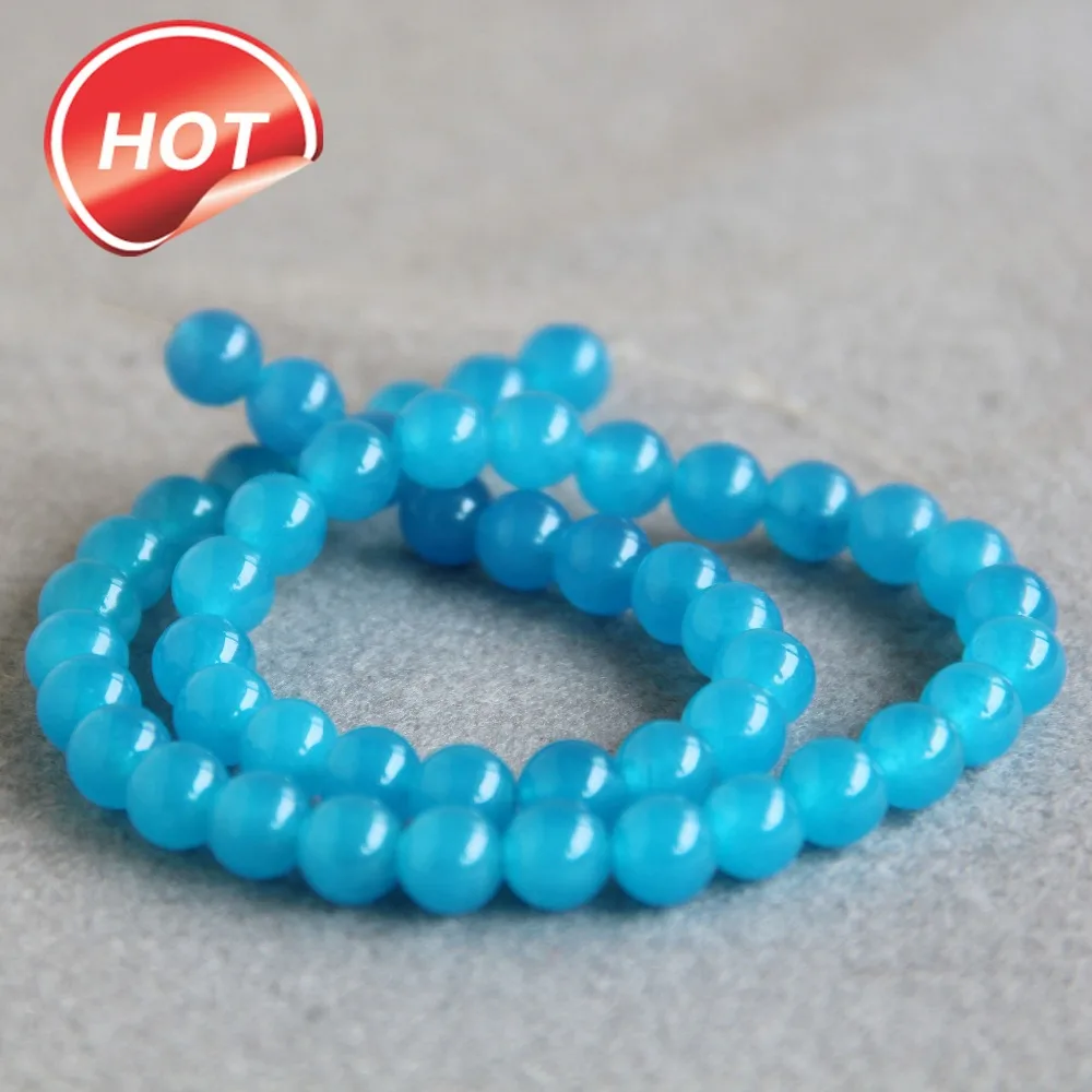 

(Min Order1) 8mm Fashion Natural Sky Blue Chalcedony Beads Round DIY Natural Stone Bead 15inch Jewelry Making Design Wholesale