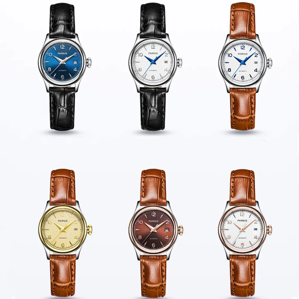 2019 Newest Hot 26mm parnis Blue Brown White Golden Dial Women Sapphire Glass Japan Miyota Automatic Movement Ladies Watches | Наручные