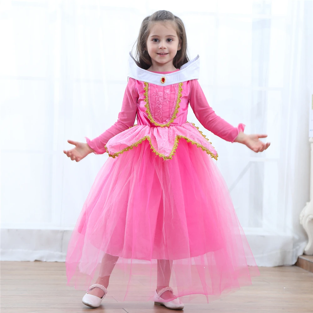 Sleeping Beauty Dress Up Girls Princess Aurora Girl Long-sleeve Children's Christmas Party Fantasia Infantil | Детская одежда и