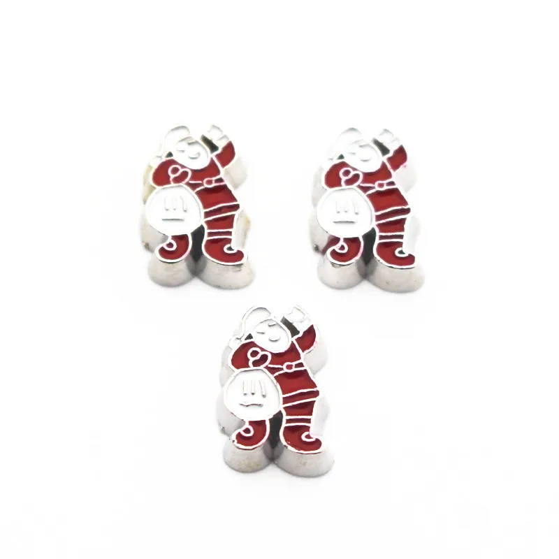 

Hot sale 10pcs/lot Christmas Santa Claus floating charms living glass memory lockets diy animal Accessory charms jewelry