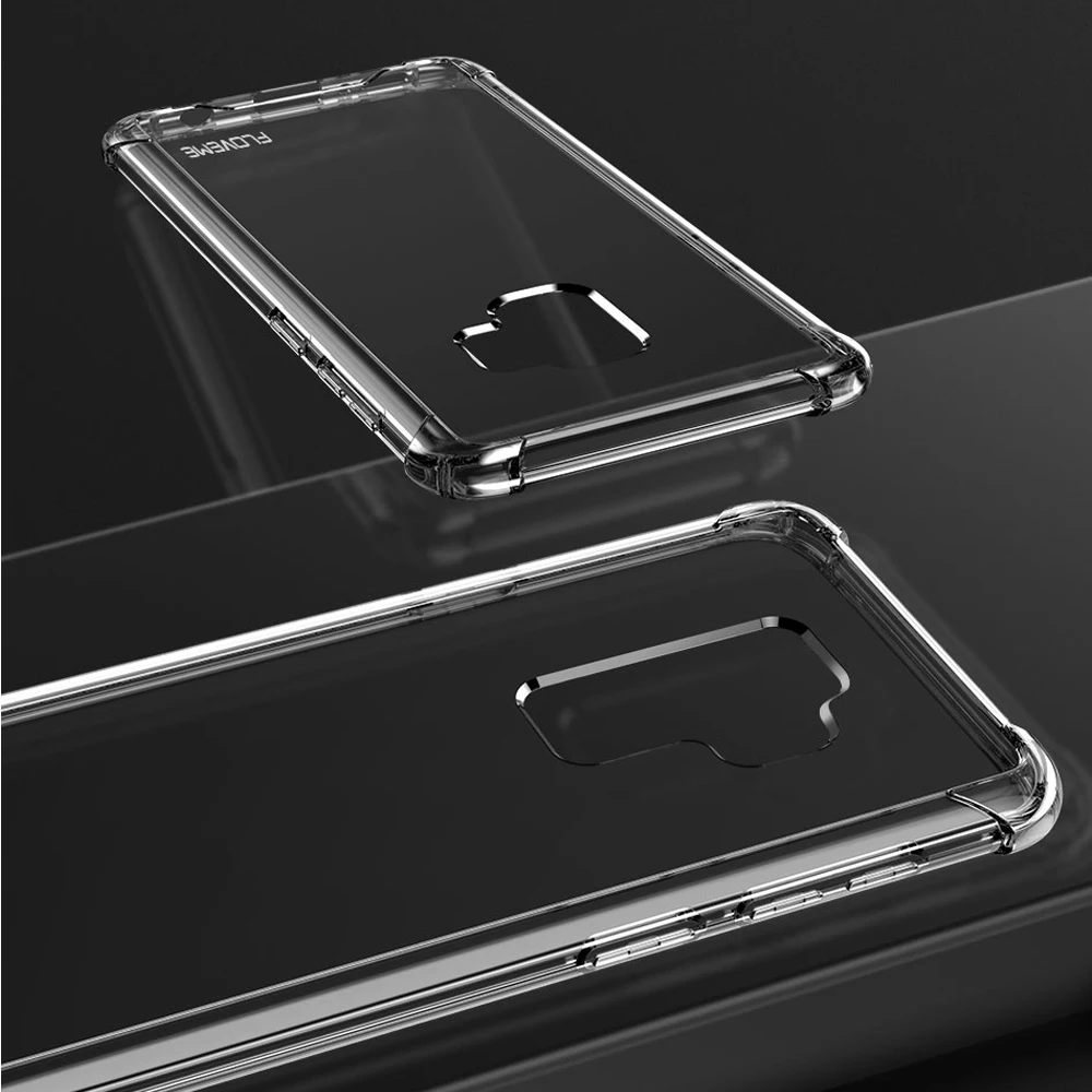 FLOVEME Transparent Case For Samsung Galaxy S9 Plus Shockproof Airbag Clear Crystal Cases TPU Hard PC Cover |