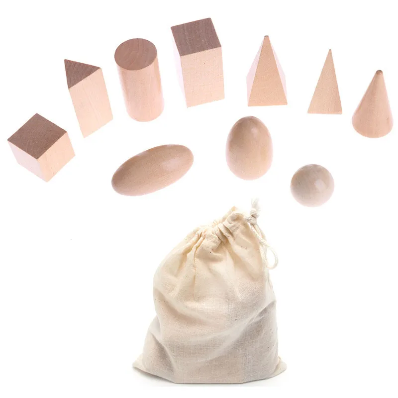 

Wooden Geometric Solids 3-D Shapes Montessori Learning Education Math Toys Resources for School Home