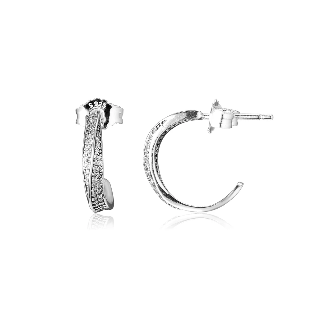 

925 Sterling Silver Jewelry Elegant Waves Hoop Earrings Fashion Earrings Fits For Women