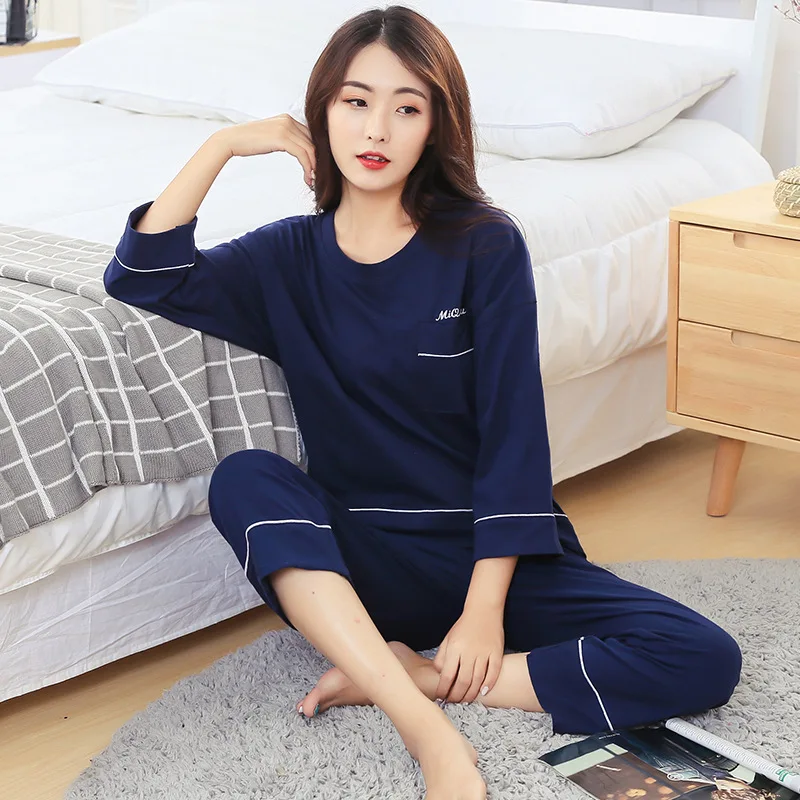 2018 хлопок кратким Модный комплект пижамы корейской версии сладкий девять очков