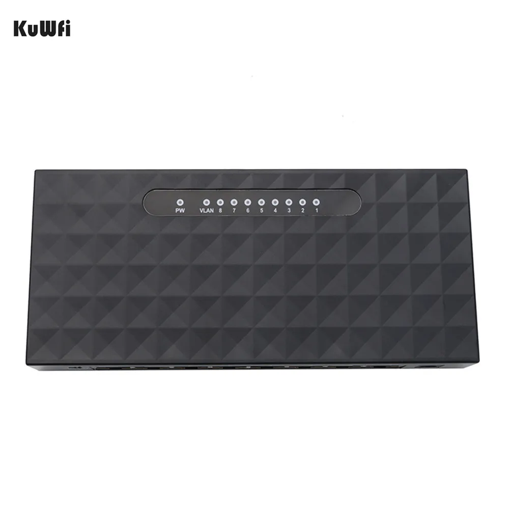 KuWFi камер Мгновенной Печати Mini 8 Порты и разъёмы быстрому включению 10/100 Мбит/с сетевой коммутатор концентратор Fast Ethernet LAN Ethernet сетевой Настольный коммутаторы адаптер Черный