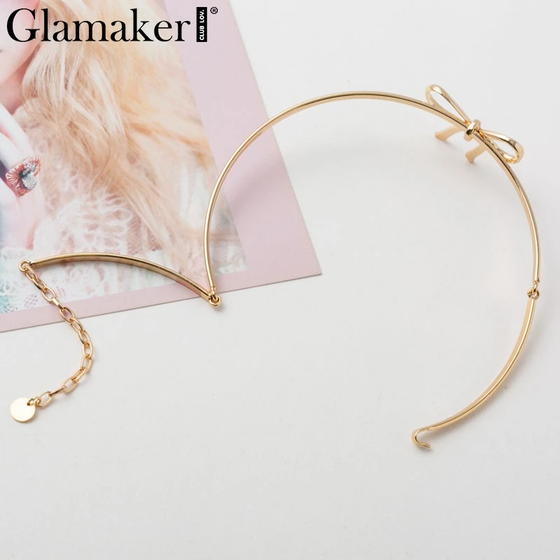 Glamaker, роскошное Золотое женское ожерелье с бантом, шикарное серебряное модное Ювелирное Украшение, очаровательные модные весенние летние вечерние аксессуары