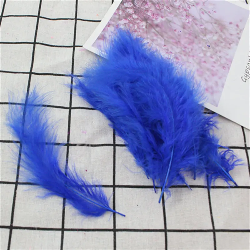 blue 50pcs Перья индейки 50 шт 4-6 дюймов 10-15 см куриные Шлейфы перья индейки Марабу для карнавала Хэллоуин Рождество DIY Ремесло Декор - Цвет: blue 50pcs