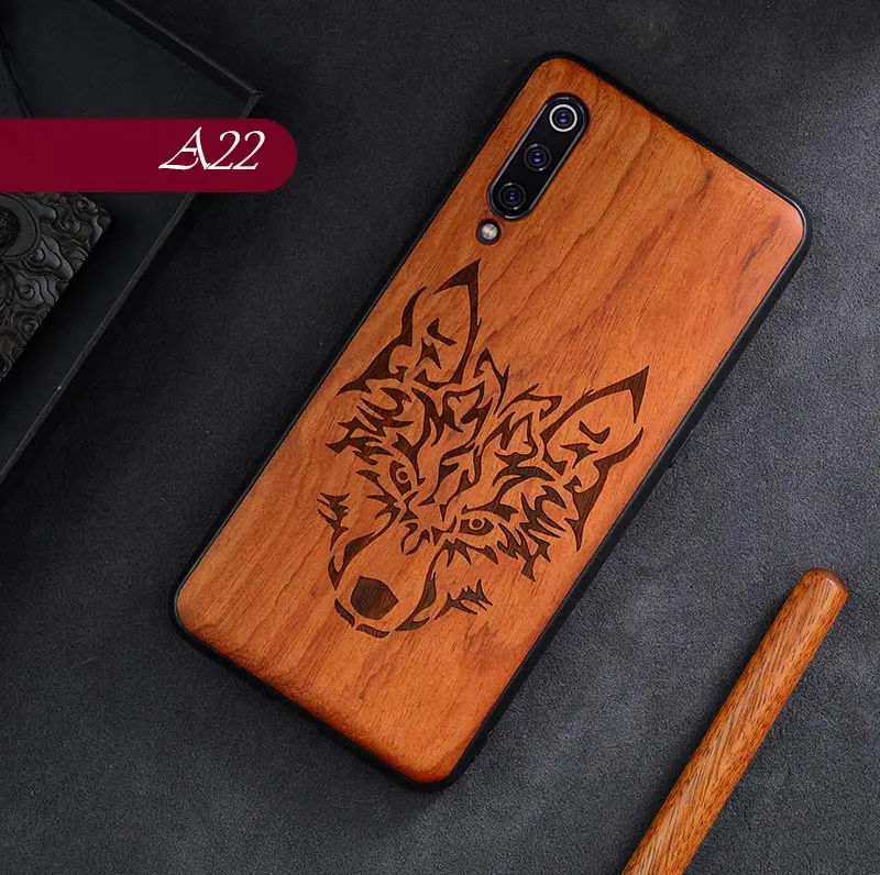 A22 Чехол для Xiaomi mi x 3 2 2S для mi 9T 9 9SE 8 SE CC9 CC9E Red mi Note 8 Pro K20 Твердый Чехол для резьбы по дереву Универсальный деревянный чехол - Цвет: A22