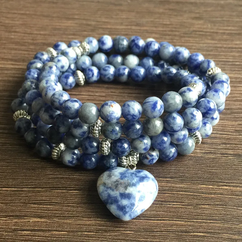 Beadztalk 73 см женский браслет эластичный Mala ожерелье для йоги Sodalite круглый камень 6