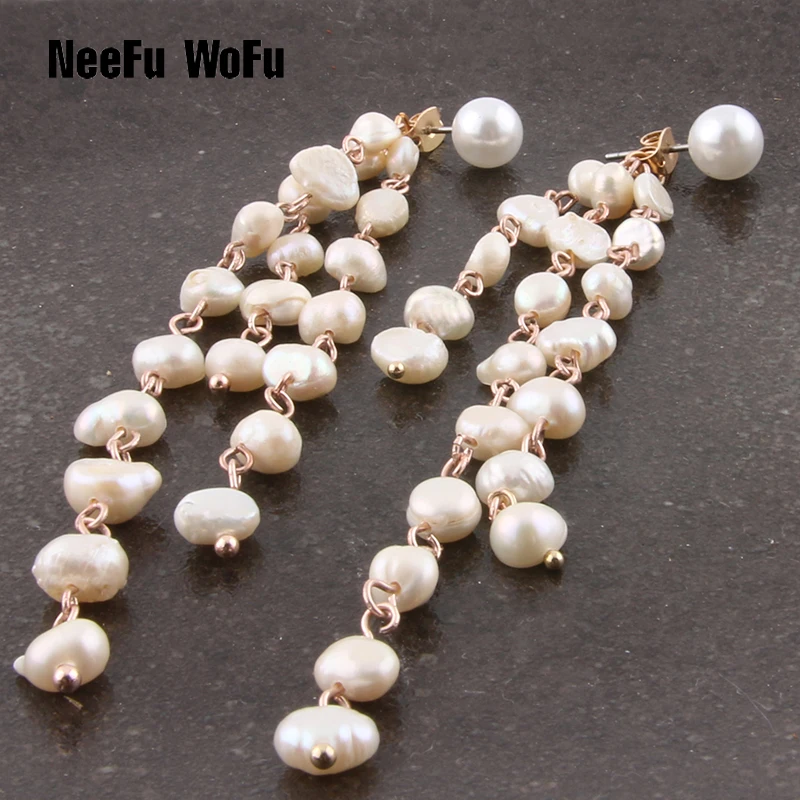 Серьги Подвески ручной работы из пресноводного жемчуга длинные серьги с