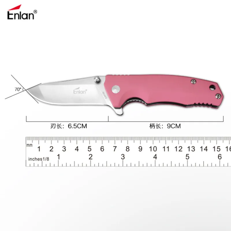 Складной нож Enlan EW106 8Cr13Mov с розовой легкой пластиковой ручкой коллекционный