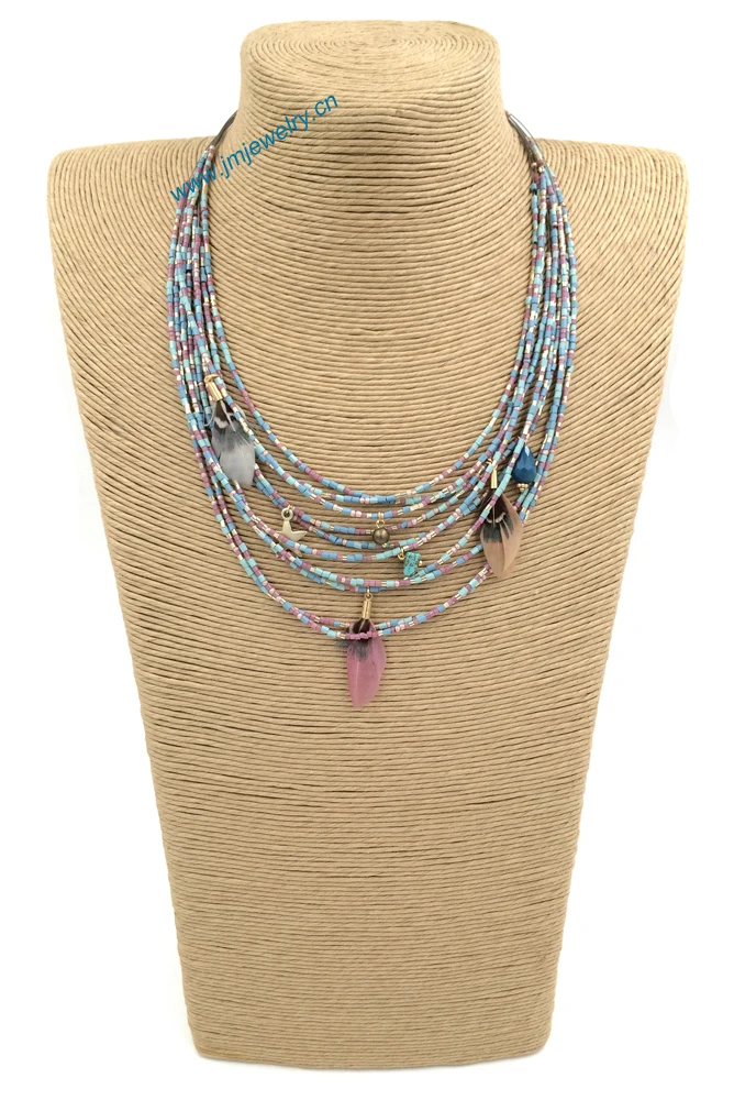 ????? ファッションジュエリー手作り高級ネックレス卸売ボヘミアコリアーステートメントネックレスネックレス海ビーチ夏スタイルフェザーチャーム