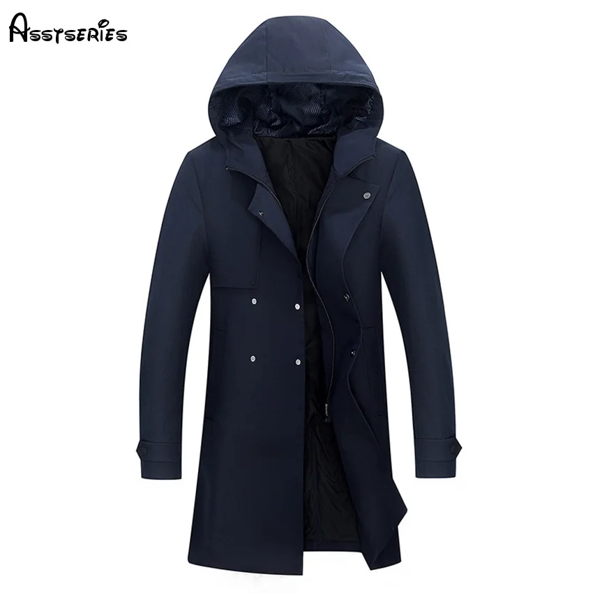 Осень зима новый стиль Мужская ветровка модный бренд Молодежная длинная шапка