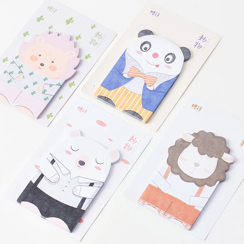 4 шт./лот милые животные Липкие заметки панда Медведь овца Памятка наклейки