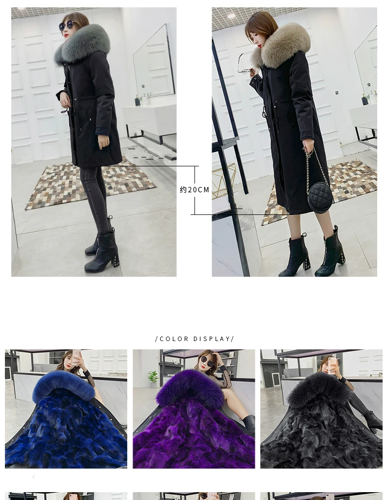 OFTBUY пальто с натуральным мехом, зимняя куртка, Женская парка с натуральным лисьим мехом, тонкая Длинная Верхняя одежда, Толстая теплая уличная одежда, роскошная Повседневная Новинка