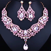 brand jewelry austrian crystal rhinestones necklace and earrings set luxury bridal wedding jewelry sets