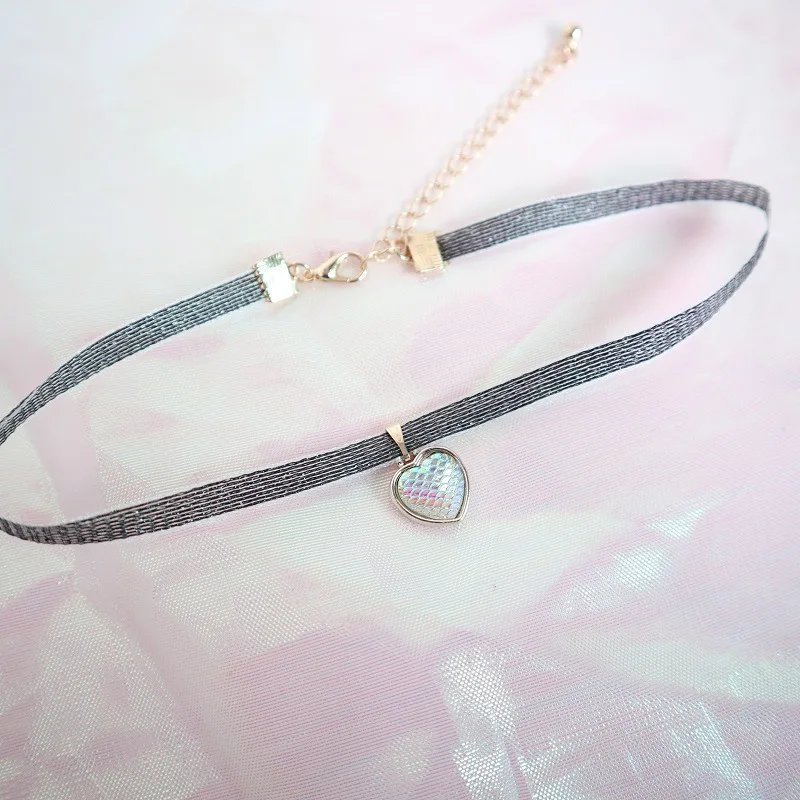 Sweet Pink Crystal Necklace for Women Korean 5 Color Fashion Simple Layered Short Chain Alloy Accessories Jewelry Gift | Украшения и