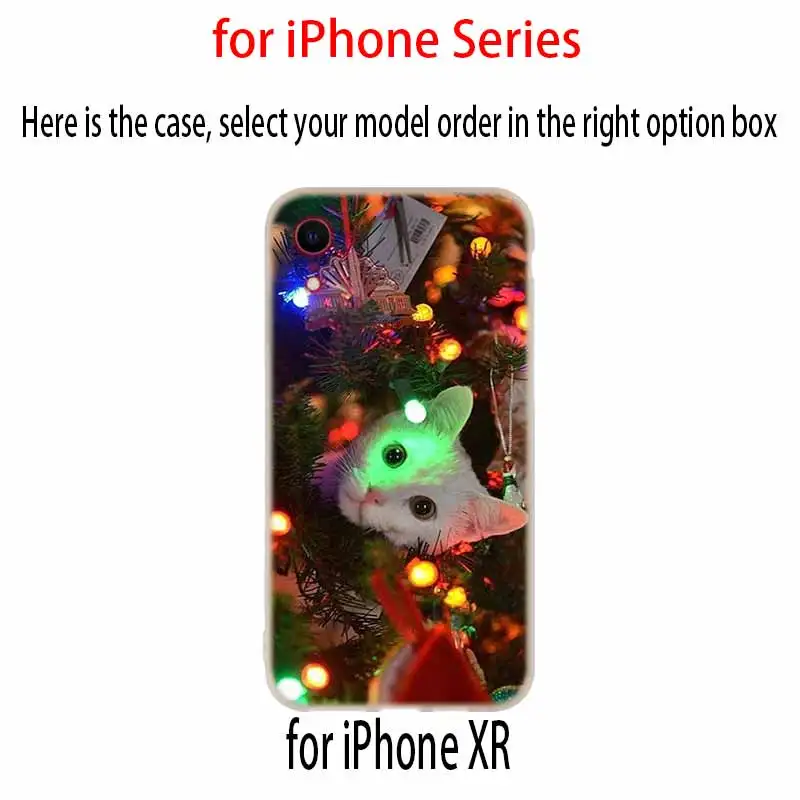 Рождественский Кот Мягкий силиконовый чехол для iPhone 13 11 12 Pro X XS Max XR 6 6S 7 8 Plus SE 2020 Mini