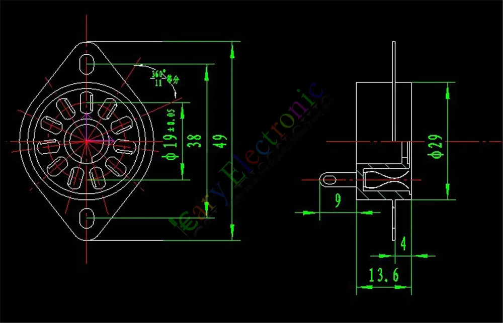 Оптовая и розничная продажа 2 шт. 11pin серебристый медный бакелит гнезда вакуумных