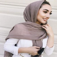 crumple bubble chiffon solid crinkled shawls pleat headband hijab muslim wraps scarvesscarf big size 90180cm