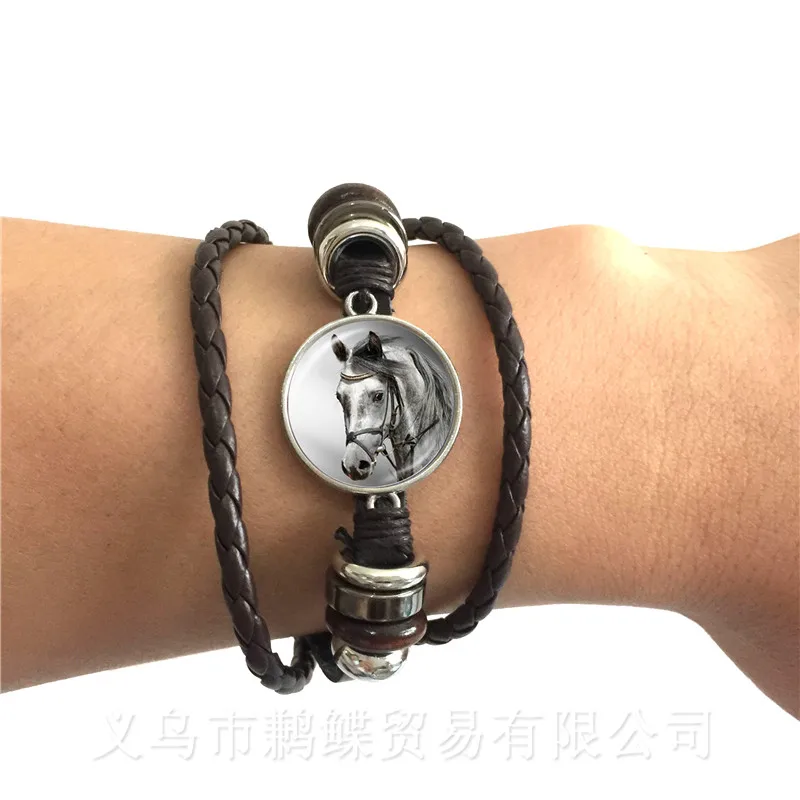 Милый Фиолетовый Единорог летающие лошади стеклянный браслет из кабошона Jewely