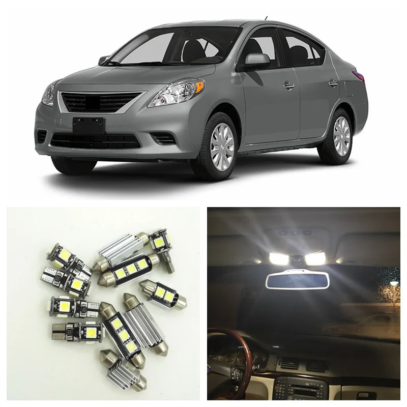 8 шт. белые светодиодные лампы посылка Nissan Versa 2007 2013|trunk lamp|interior led lampsled light interior |